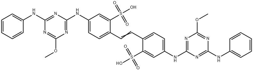 4,4'-bis[(4-anilino-6-methoxy-1,3,5-triazin-2-yl)amino]stilbene-2,2'-disulphonic acid  Structure