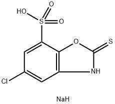 sodium 5-chloro-2,3-dihydro-2-thioxobenzoxazole-7-sulphonate  Structure