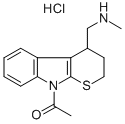 Thiopyrano(2,3-b)indole-4-methylamine, 2,3,4,9-tetrahydro-9-acetyl-N-m ethyl-, hydrochloride Structure