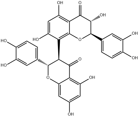 [2S-[2alpha,3beta(2'S*,3'S*)]]-2,2'-bis(3,4-dihydroxyphenyl)-2,2',3,3'-tetrahydro-3',5,5',7,7'-pentahydroxy[3,8'-bi-4H-1-benzopyran]-4,4'-dione Structure