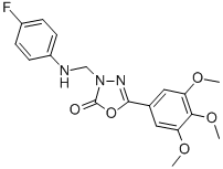 1,3,5-Oxadiazol-2(3H)-one, 3-(((4-fluorophenyl)amino)methyl)-5-(3,4,5- trimethoxyphenyl)- 구조식 이미지