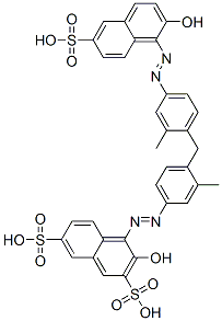 3-Hydroxy-4-[[4-[[4-[(2-hydroxy-6-sulfo-1-naphthalenyl)azo]-2-methylphenyl]methyl]-3-methylphenyl]azo]-2,7-naphthalenedisulfonic acid 구조식 이미지