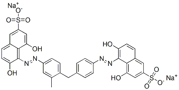 disodium 5-[[4-[[4-[(2,8-dihydroxy-6-sulphonatonaphthyl)azo]-o-tolyl]methyl]phenyl]azo]-4,6-dihydroxynaphthalene-2-sulphonate Structure