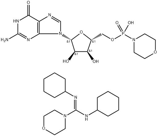 GUANOSINE 5'-MONOPHOSPHOMORPHOLIDATE 4-MORPHOLINE-N,N'-DICYCLOHEXYLCARBOXAMIDINE SALT 구조식 이미지