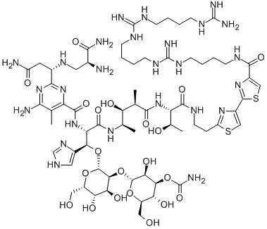 N1-(20-Amino-6,13,20-triimino-5,7,12,14,19-pentaazaicosan-1-yl)bleomycinamide Structure
