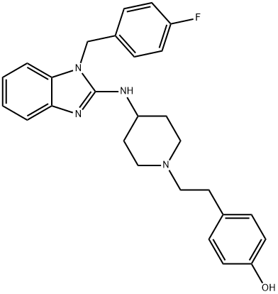 Phenol, 4-(2-(4-((1-((4-fluorophenyl)methyl)-1H-benzimidazol-2-yl)amin o)-1-piperidinyl)ethyl)- 구조식 이미지