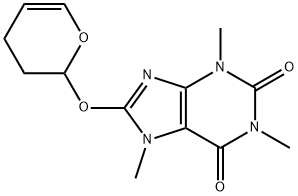 3,7-Dihydro-8-[(3,4-dihydro-2H-pyran-2-yl)oxy]-1,3,7-trimethyl-1H-purine-2,6-dione 구조식 이미지