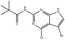 Propanamide, N-(5-bromo-4-chloro-7H-pyrrolo[2,3-d]pyrimidin-2-yl)-2,2-dimethyl- 구조식 이미지