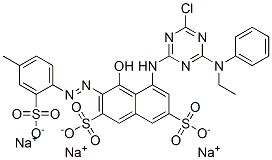 trisodium 5-[[4-chloro-6-(ethylphenylamino)-1,3,5-triazin-2-yl]amino]-4-hydroxy-3-[(4-methyl-2-sulphonatophenyl)azo]naphthalene-2,7-disulphonate 구조식 이미지