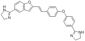 1H-Imidazole, 4,5-dihydro-2-(4-(4-(2-(5-(4,5-dihydro-1H-imidazol-2-yl) -2-benzofuranyl)ethenyl)phenoxy)phenyl)- 구조식 이미지