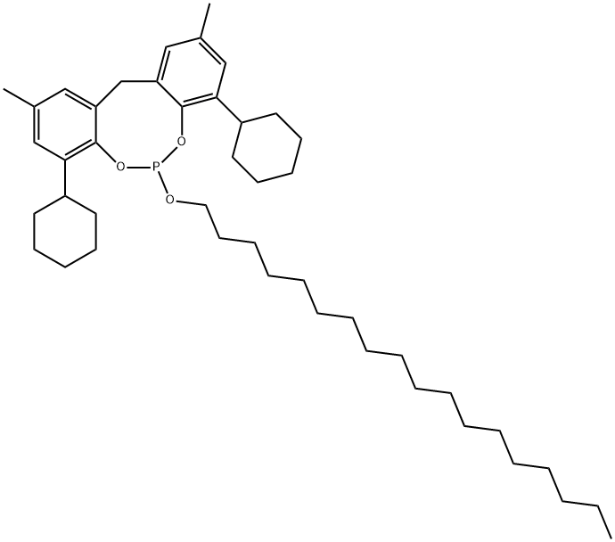 4,8-dicyclohexyl-2,10-dimethyl-6-(octadecyloxy)-12H-dibenzo[d,g][1,3,2]dioxaphosphocin Structure