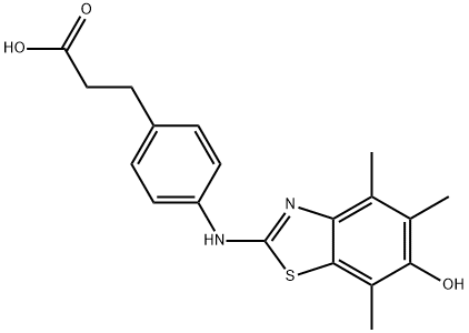 Benzenepropanoic  acid,  4-[(6-hydroxy-4,5,7-trimethyl-2-benzothiazolyl)amino]- Structure