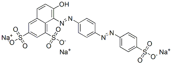 trisodium 7-hydroxy-8-[[4-[(4-sulphonatophenyl)azo]phenyl]azo]naphthalene-1,3-disulphonate  Structure