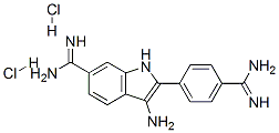 1H-Indole-6-carboximidamide, 3-amino-2-(4-(aminoiminomethyl)phenyl)-,  dihydrochloride 구조식 이미지