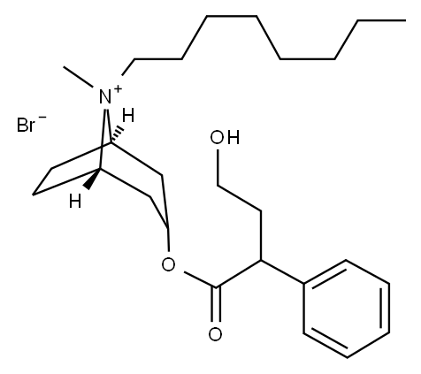3-하이드록시-8-옥틸-1-알파-H,5-알파-H-트로파늄브로마이드4-하이드록시-2-페닐부타노에이트 구조식 이미지