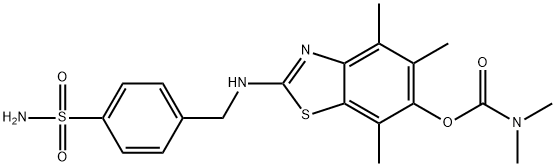 카르밤산,디메틸-,2-[[[4-(아미노술포닐)페닐]메틸]아미노]-4,5,7-트리메틸-6-벤조티아졸릴에스테르(9CI) 구조식 이미지