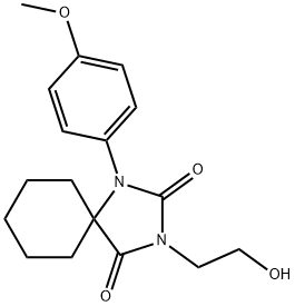 3-(2-Hydroxyethyl)-1-(p-methoxyphenyl)-1,3-diazaspiro[4.5]decane-2,4-dione 구조식 이미지