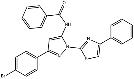 N-[5-(4-bromophenyl)-2-(4-phenyl-1,3-thiazol-2-yl)pyrazol-3-yl]benzami de Structure