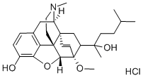 Morphinan-3-ol, 6,14-endoetheno-4,5-alpha-epoxy-7-(2-hydroxy-5-methyl- 2-hexyl)-6-methoxy-17-methyl-, hydrochloride 구조식 이미지