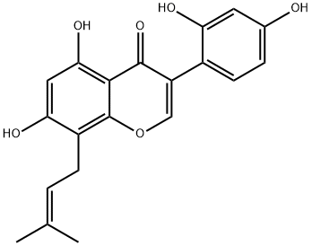 3-(2,4-Dihydroxyphenyl)-5,7-dihydroxy-8-(3-methyl-2-butenyl)-4H-1-benzopyran-4-one 구조식 이미지