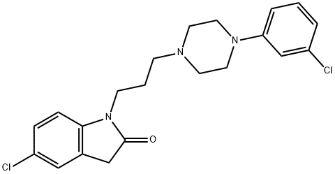 5-chloro-1-{3-[4-(3-chlorophenyl)-1-piperazinyl]프로필}인돌린-2-온 구조식 이미지