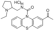 2-Acetyl-N-((1-ethyl-2-pyrrolidinyl)methyl)phenothiazine-10-carboxamid e monohydrochloride Structure