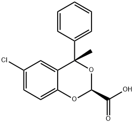 1,3-벤조디옥산-2-카르복실산,6-클로로-4-메틸-4-페닐-,(E)- 구조식 이미지