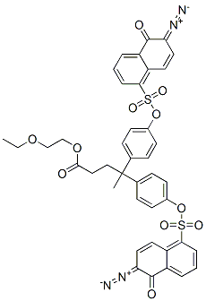 2-ethoxyethyl 4-[[(6-diazo-5,6-dihydro-5-oxo-1-naphthyl)sulphonyl]oxy]-gamma-[4-[[(6-diazo-5,6-dihydro-5-oxo-1-naphthyl)sulphonyl]oxy]phenyl]-gamma-methylbenzenebutyrate 구조식 이미지