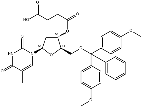 5'-O-(4,4'-Dimethoxytrityl)-thymidine-3'-O-succinic acid 구조식 이미지