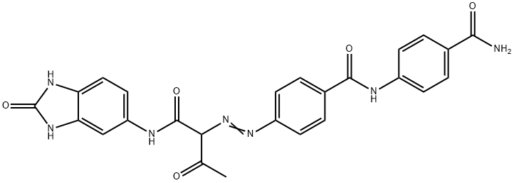 N-[4-(아미노카보닐)페닐]-4-[[1-[[(2,3-디하이드로-2-옥소-1H-벤지미다졸-5-일l)아모노]카보닐]-2-옥소프로필]아조]벤자미드 구조식 이미지
