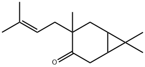 4,7,7-trimethyl-4-(3-methyl-2-butenyl)bicyclo[4.1.0]heptan-3-one Structure