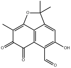 6,7-Dihydro-4-hydroxy-2,2,8-trimethyl-6,7-dioxo-2H-naphtho[1,8-bc]furan-5-carbaldehyde 구조식 이미지