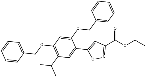 3-Isoxazolecarboxylic acid, 5-[5-(1-Methylethyl)-2,4-bis(phenylMethoxy)phenyl]-, ethyl ester Structure