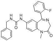 1-Benzyl-3-(5-(o-fluorophenyl)-2,3-dihydro-1-methyl-2-oxo-1H-1,4-benzo diazepin-7-yl)urea Structure