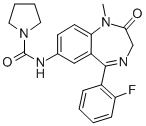 1-Pyrrolidinecarboxamide, N-(5-(2-fluorophenyl)-2,3-dihydro-1-methyl-2 -oxo-1H-1,4-benzodiazepin-7-yl)- Structure