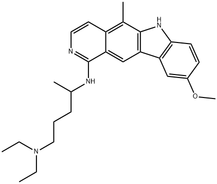 1-((4-(Diethylamino)-1-methylbutyl)amino)-9-methoxy-5-methyl-9H-pyrido (4,3-b)carbazole H2O 구조식 이미지