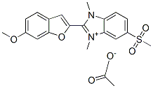 2-(6-methoxybenzofuran-2-yl)-1,3-dimethyl-5-(methylsulphonyl)1H-benzimidazolium acetate 구조식 이미지