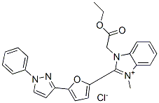 1-(2-ethoxy-2-oxoethyl)-3-methyl-2-[5-(1-phenyl-1H-pyrazol-3-yl)furan-2-yl]-1H-benzimidazolium chloride Structure