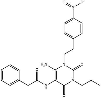 Benzeneacetamide,  N-[6-amino-1,2,3,4-tetrahydro-1-[2-(4-nitrophenyl)ethyl]-2,4-dioxo-3-propyl-5-pyrimidinyl]- Structure