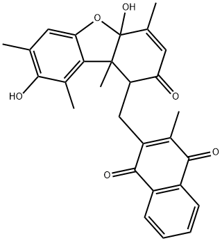 2-Methyl-3-[(1,2,4a,9b-tetrahydro-4a,8-dihydroxy-4,7,9,9b-tetramethyl-2-oxodibenzofuran-1-yl)methyl]-1,4-naphthalenedione Structure