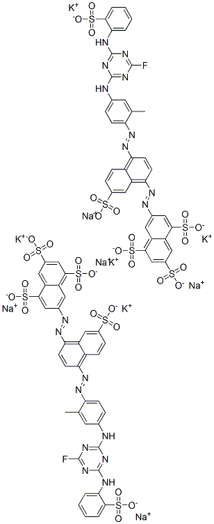 7-[[4-[[4-[[4-fluoro-6-(2-sulphoanilino)-1,3,5-triazin-2-yl]amino]-2-methylphenyl]azo]-7-sulpho-1-naphthyl]azo]naphthalene-1,3,5-trisulphonic acid, potassium sodium salt 구조식 이미지