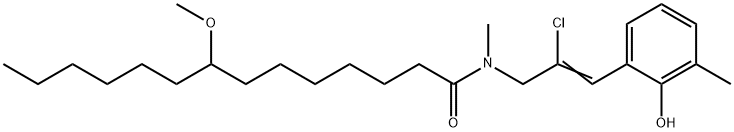 N-[2-Chloro-3-(2-hydroxy-3-methylphenyl)-2-propenyl]-8-methoxy-N-methyltetradecanamide 구조식 이미지