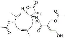 (E)-2-Acetoxymethyl-4-hydroxy-2-butenoic acid [(3aR,4R,6E,9S,10Z,11aR)-9-acetoxy-2,3,3a,4,5,8,9,11a-octahydro-6,10-dimethyl-3-methylene-2-oxocyclodeca[b]furan-4-yl] ester 구조식 이미지