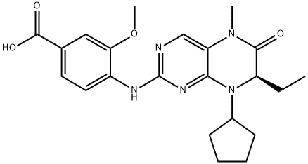 (R)-4-(8-cyclopentyl-7-ethyl-5-Methyl-6-oxo-5,6,7,8-tetrahydropteridin-2-ylaMino)-3-Methoxybenzoic acid 구조식 이미지