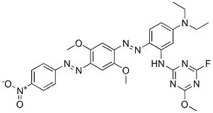 N,N-diethyl-4-[2,5-dimethoxy-4-(4-nitrophenylazo)]phenylazo-3-(6-fluoro-4-methoxy-1,3,5-triazine-2-yl)aminoaniline Structure