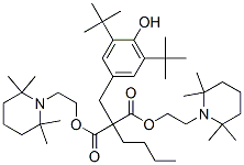 bis[2-(2,2,6,6-tetramethylpiperidyl)ethyl] [[3,5-bis(1,1-dimethylethyl)-4-hydroxyphenyl]methyl]butylmalonate 구조식 이미지