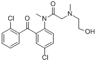 N-[4-chloro-2-(2-chlorobenzoyl)phenyl]-2-(2-hydroxyethyl-methyl-amino) -N-methyl-acetamide 구조식 이미지