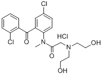 Acetamide, 2-(bis(2-hydroxyethyl)amino)-N-(4-chloro-2-(2-chlorobenzoyl )phenyl)-N-methyl-, monohydrochloride Structure