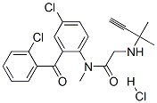 N-[4-chloro-2-(2-chlorobenzoyl)phenyl]-N-methyl-2-(2-methylbut-3-yn-2- ylamino)acetamide hydrochloride 구조식 이미지