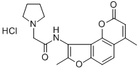 1-Pyrrolidineacetamide, N-(4,8-dimethyl-2-oxo-2H-furo(2,3-h)-1-benzopy ran-9-yl)-, HCl 구조식 이미지